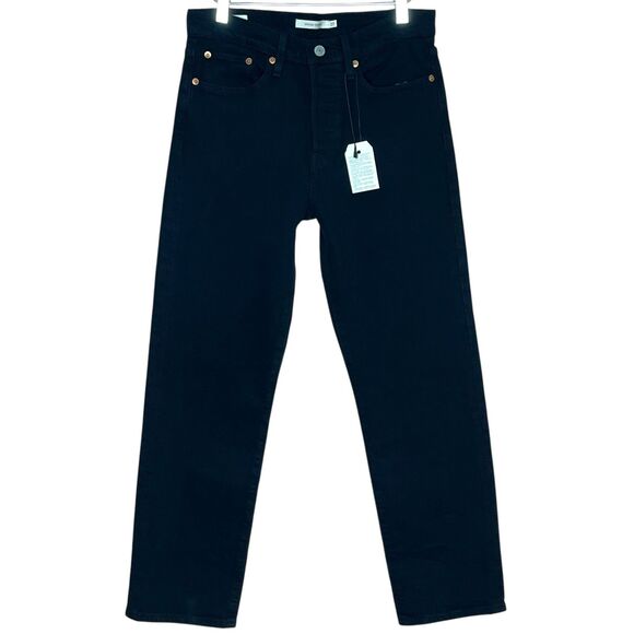 Levi's NWT Wedgie Straight Black Jeans Size 27 Denim Mid Rise Button Fly Casual - Picture 2 of 8